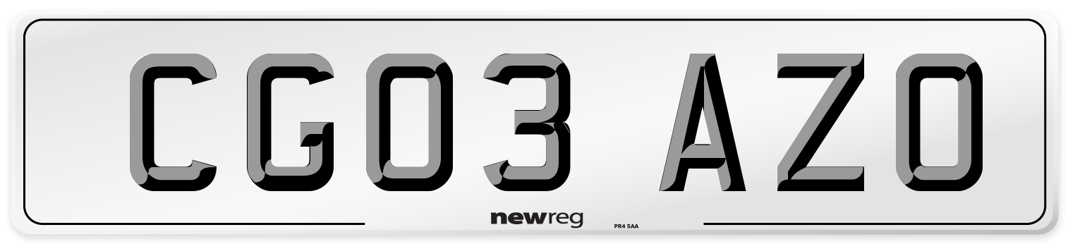 CG03 AZO Number Plate from New Reg
